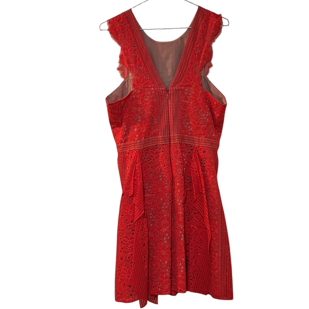 BCBG Red Cut Out Ruffled Mini Dress - Picture 4 of 6